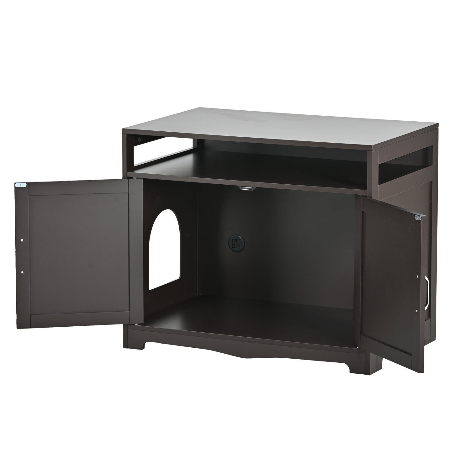 Hidden Cat Litter Box Furniture with Storage Bench , Wooden Pet House