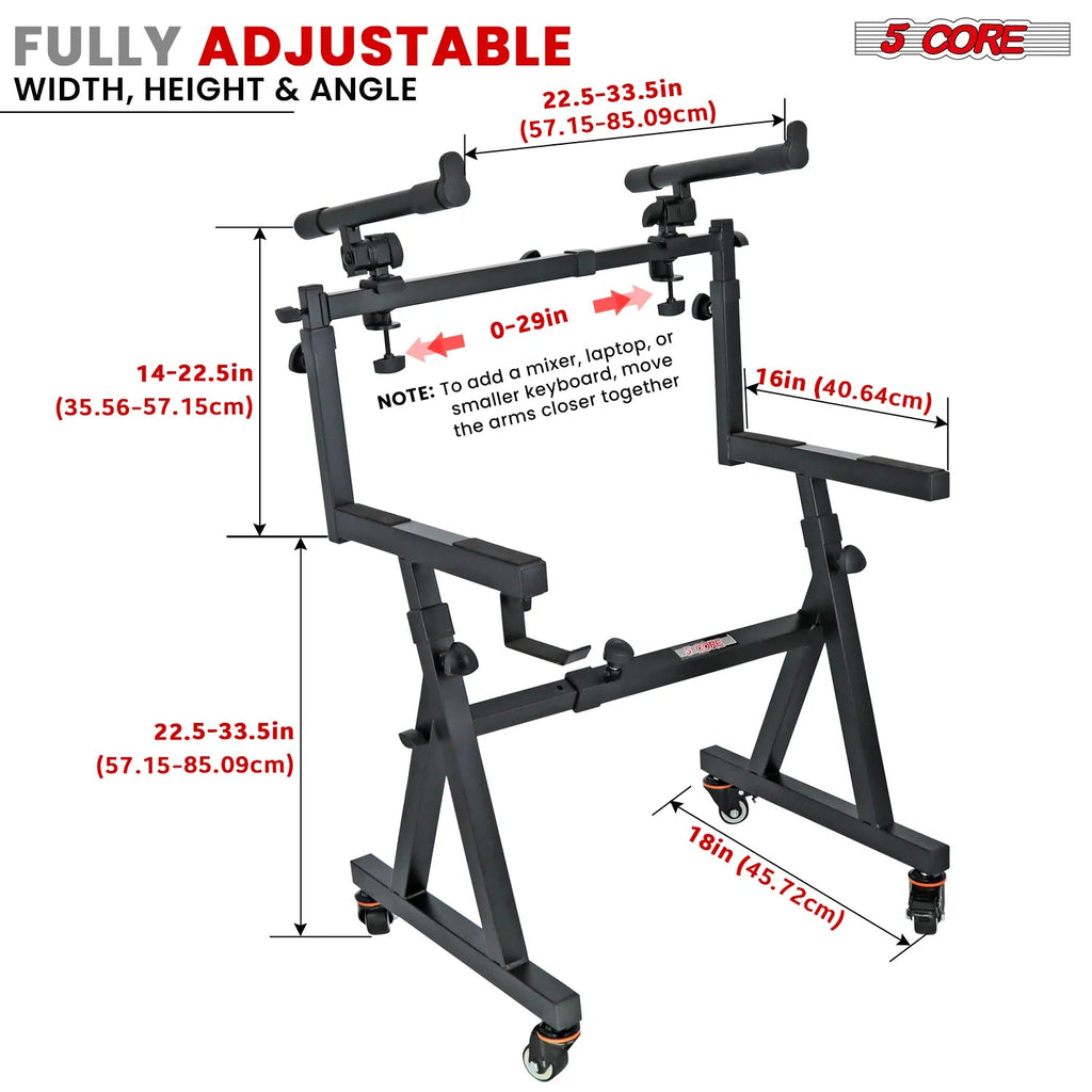 5Core 2 Tier Keyboard Stand Z Style Adjustable Electric Piano Riser