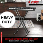 5Core Keyboard Stand Double X Style Adjustable Piano Riser For 49 To