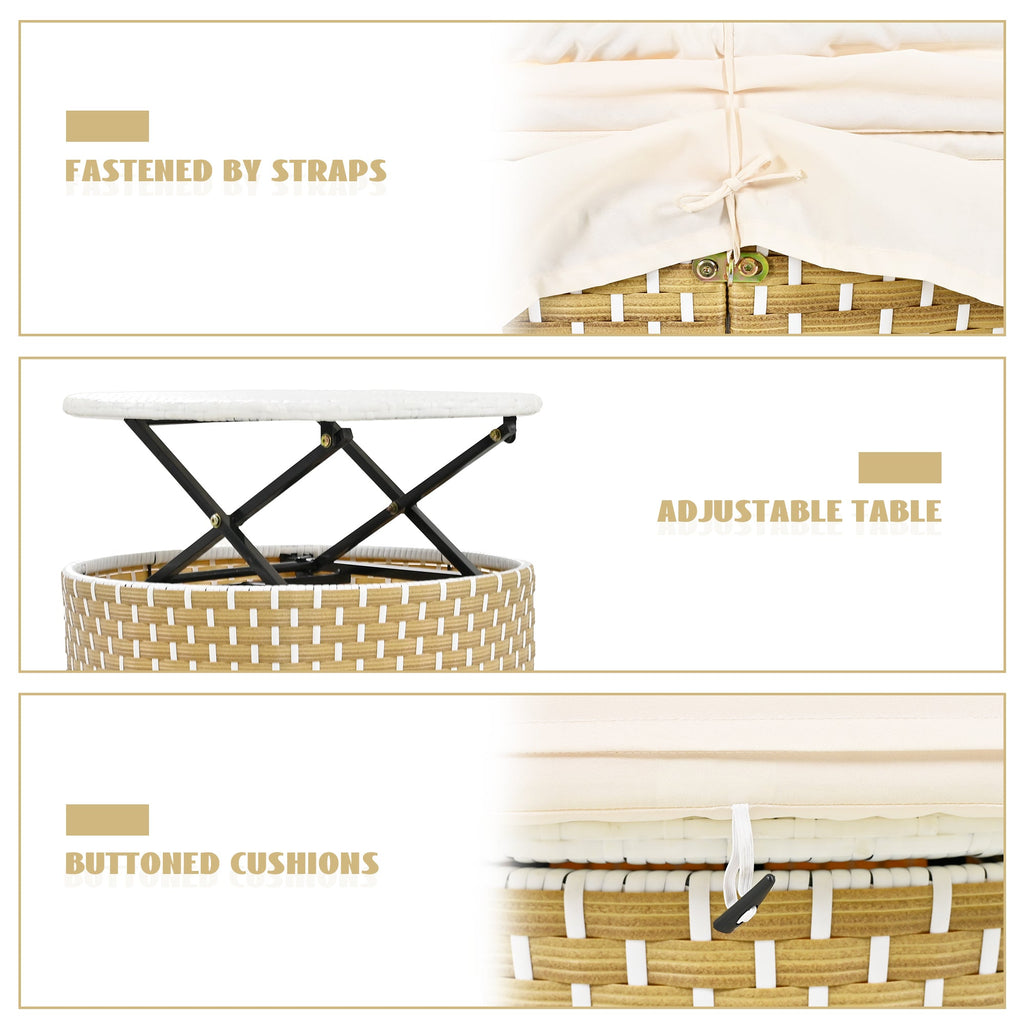 Patio Furniture Round Outdoor Sectional Sofa Set Rattan Daybed