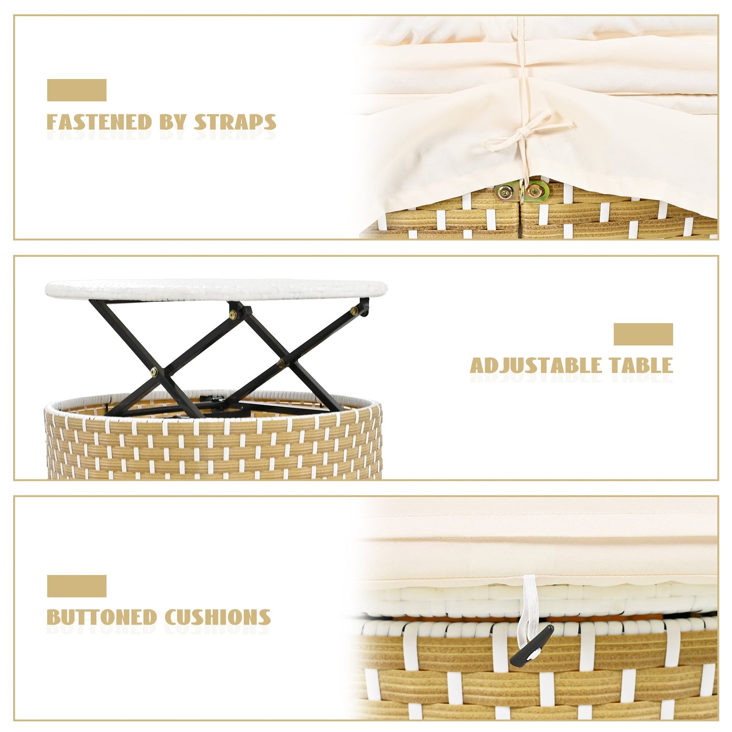 Patio Furniture Round Outdoor Sectional Sofa Set Rattan Daybed