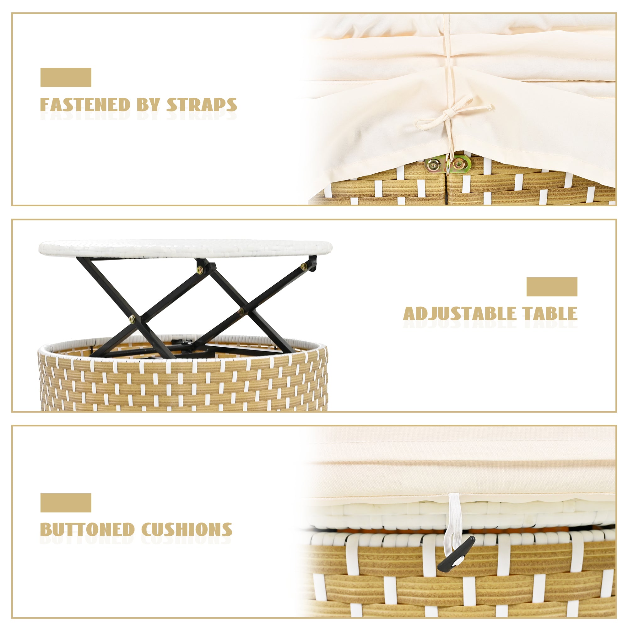 Patio Furniture Round Outdoor Sectional Sofa Set Rattan Daybed