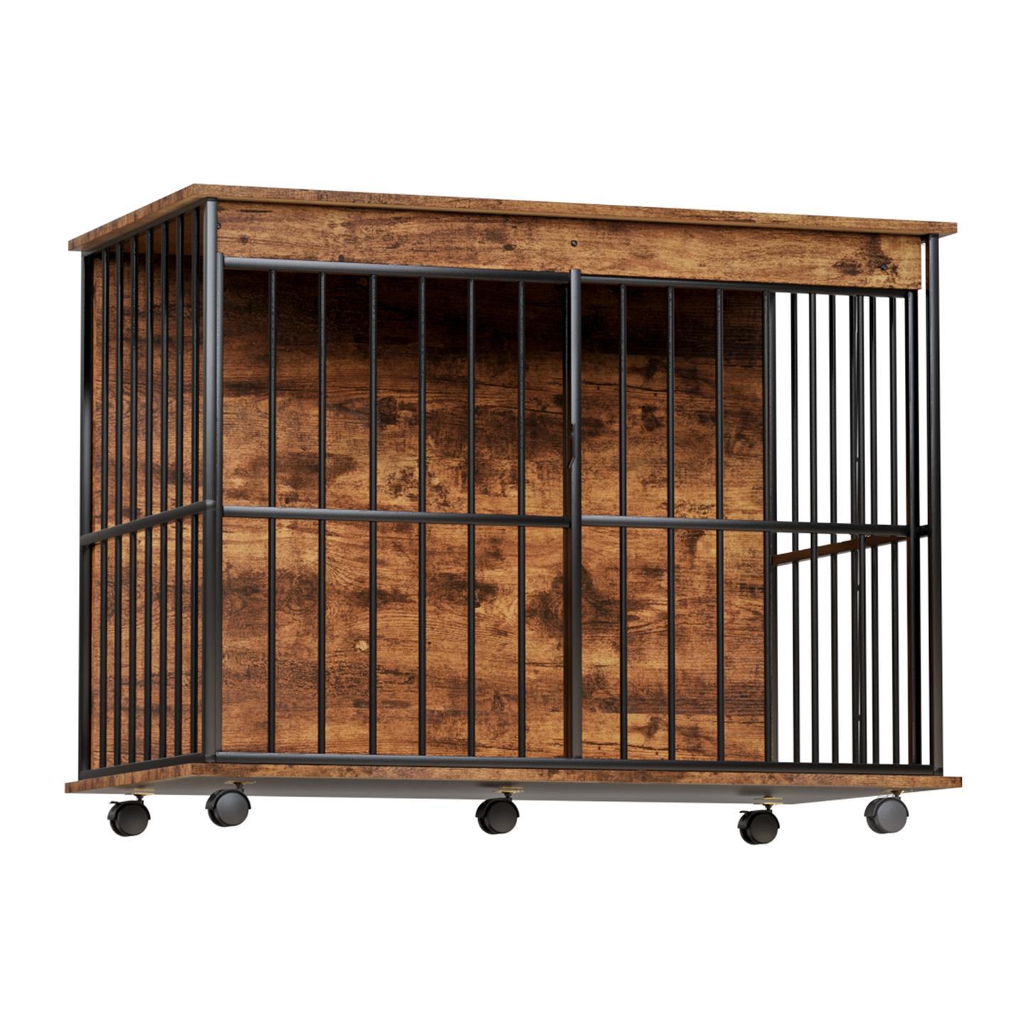Large Wooden Dog Crate Furniture with Tray , Indoor Pet Kennel Side