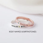 Mom Ring With Kids Names, Personalized Mother Ring, Birthstone Ring