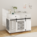 Modern Wooden Dog Crate Furniture with Sliding Barn Door – MDF Indoor