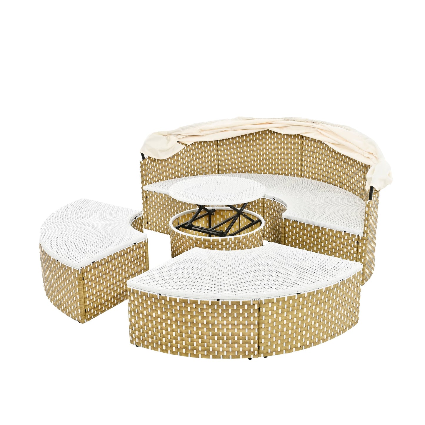 Patio Furniture Round Outdoor Sectional Sofa Set Rattan Daybed