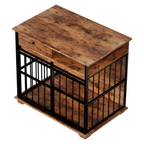Modern Wooden Dog Crate Furniture with Tray, Large Indoor Pet Kennel