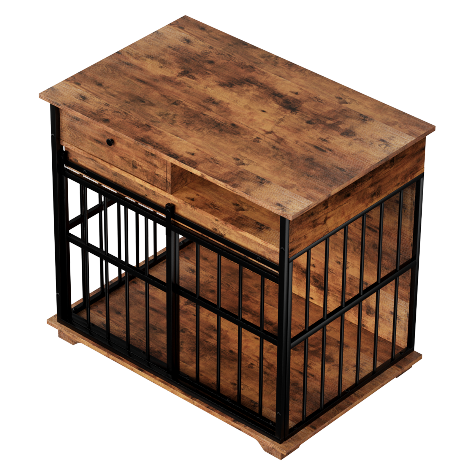 Modern Wooden Dog Crate Furniture with Tray, Large Indoor Pet Kennel