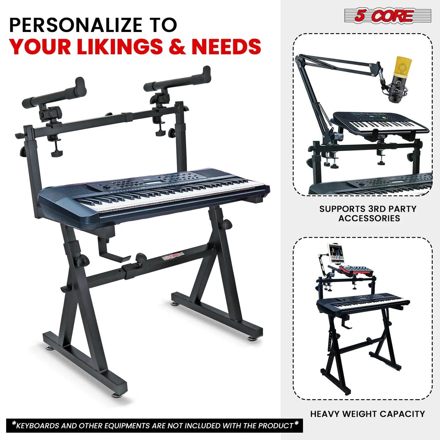 5Core 2 Tier Keyboard Stand Z Style Adjustable Heavy Duty Electric