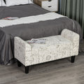 HOMCOM Armed Scripted Bench Seat Cushions Home Furniture Upholstered