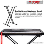5Core Keyboard Stand Double X Style Adjustable Piano Riser For 49 To