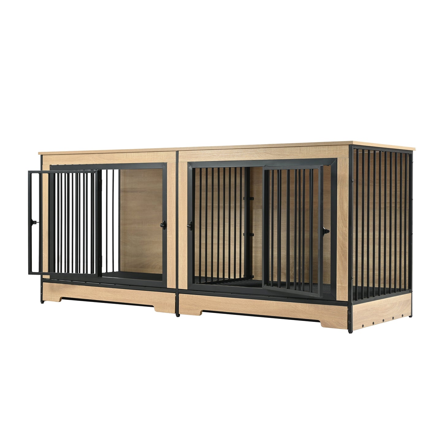 XL Double Dog Crate Furniture – Wooden Dog Kennel with Two