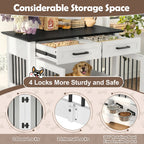 44.48" Wooden Dog Crate Furniture with Storage Drawers and Rotating