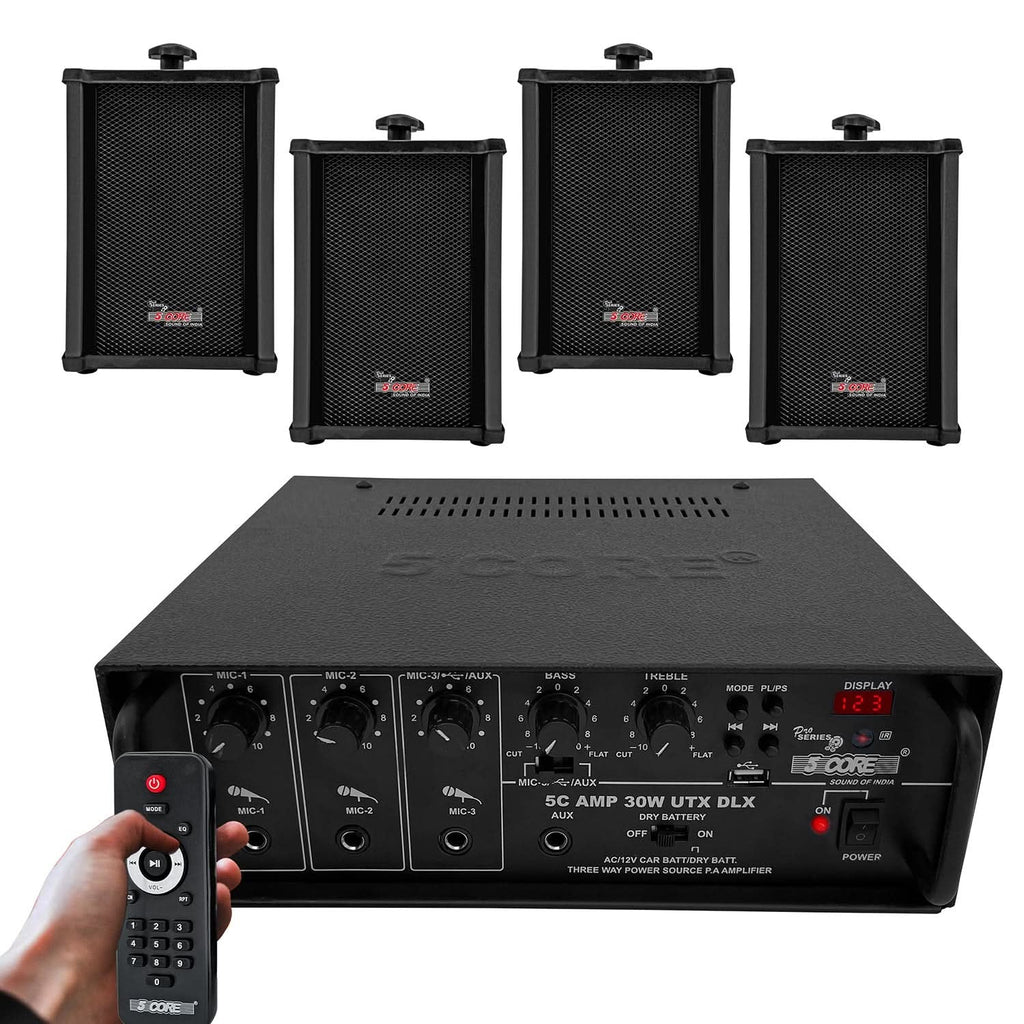 5Core Audio System Combo 30W Amplifier 6.4” Wall Speakers 4 Piece 10W
