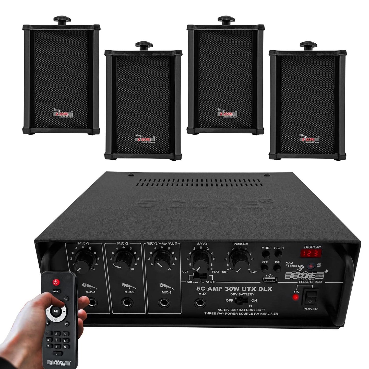 5Core Audio System Combo 30W Amplifier 6.4” Wall Speakers 4 Piece 10W