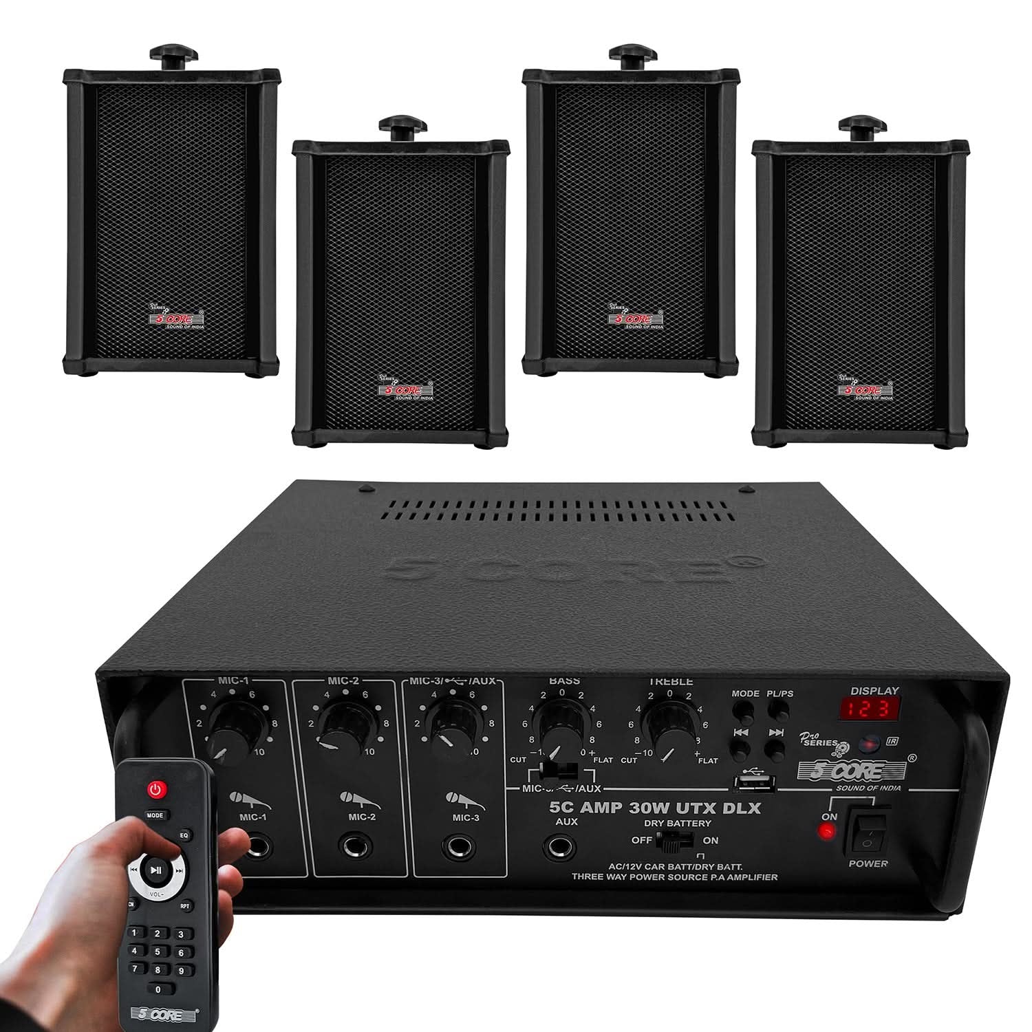 5Core Audio System Combo 30W Amplifier 6.4” Wall Speakers 4 Piece 10W