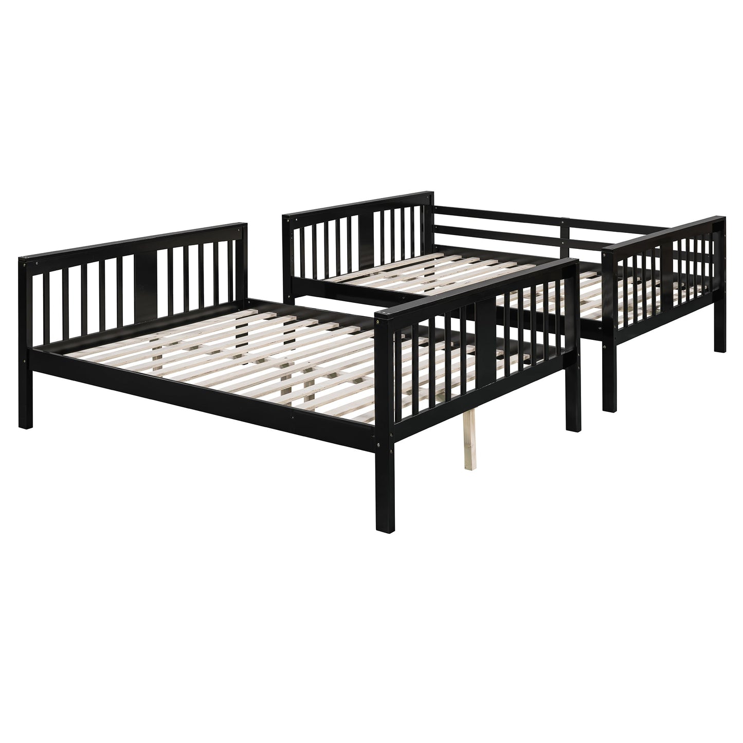 Full over Full Bunk Bed with Ladder for Bedroom, Guest Room Furniture