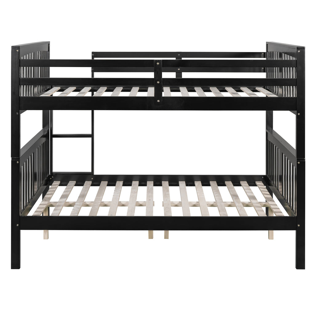 Full over Full Bunk Bed with Ladder for Bedroom, Guest Room Furniture