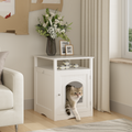 Modern Cat Litter Box Enclosure Furniture – White Wooden Hidden Cat