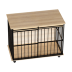 Large Wooden Dog Crate Furniture with Tray , Indoor Pet Kennel Side