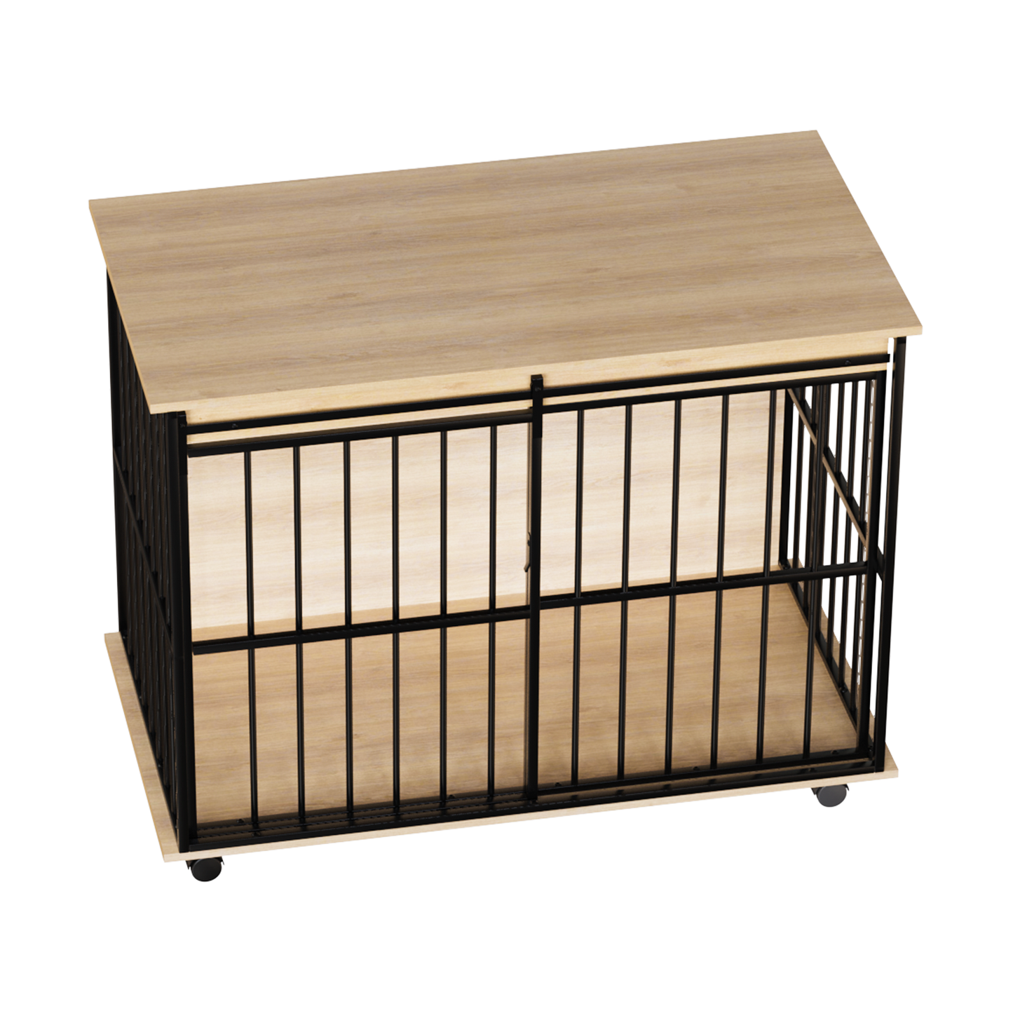 Large Wooden Dog Crate Furniture with Tray , Indoor Pet Kennel Side