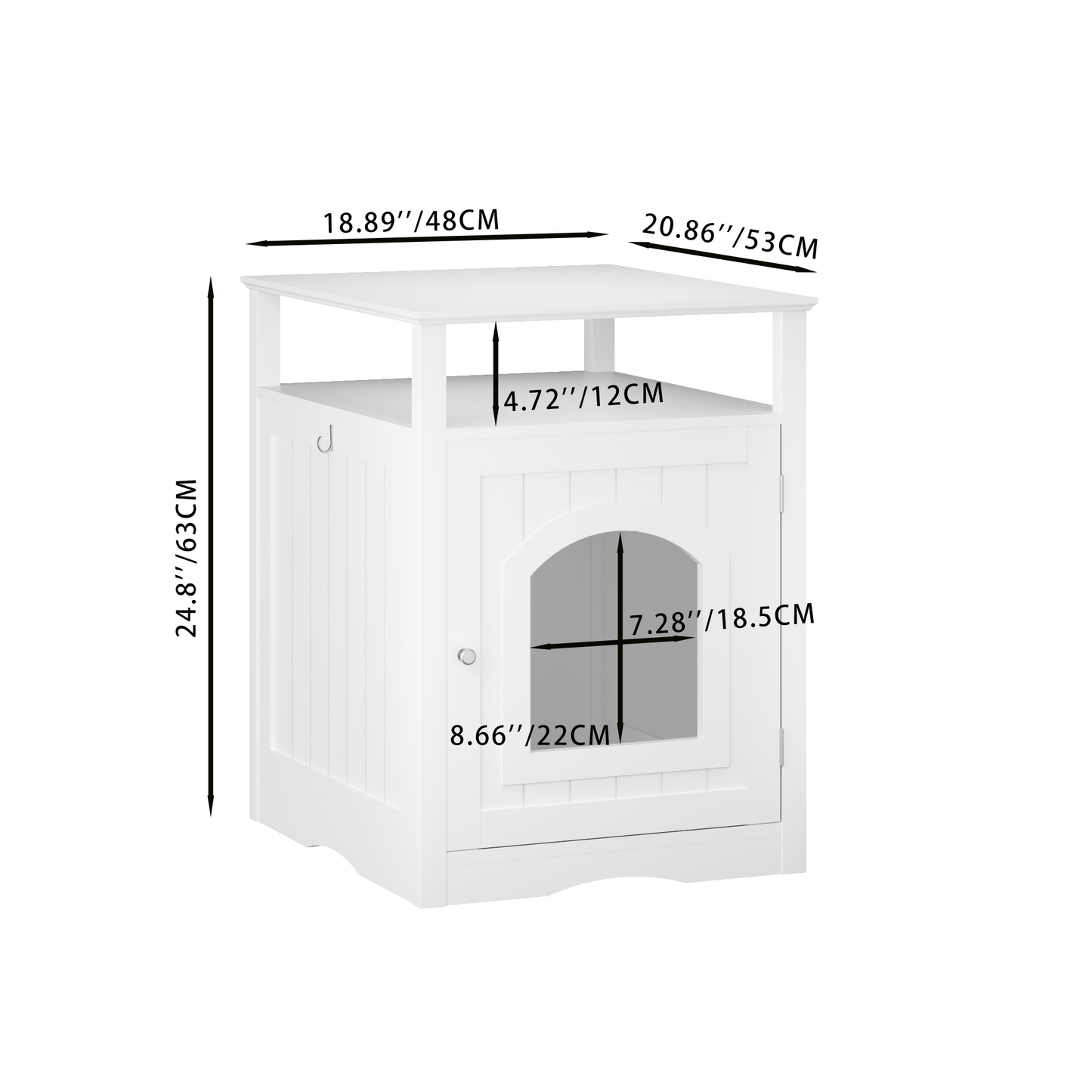 Modern Cat Litter Box Enclosure Furniture – White Wooden Hidden Cat