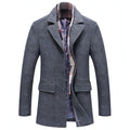 Fall Winter Men's Woolen Trench Coat Fashion Polo Collar Cotton Scarf