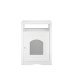 Modern Cat Litter Box Enclosure Furniture – White Wooden Hidden Cat