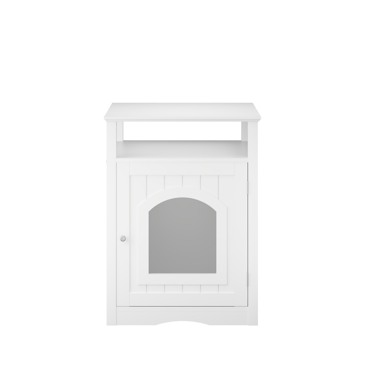 Modern Cat Litter Box Enclosure Furniture – White Wooden Hidden Cat