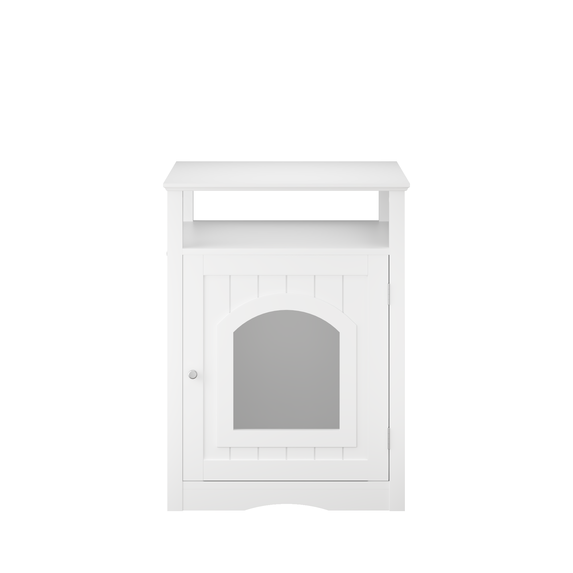 Modern Cat Litter Box Enclosure Furniture – White Wooden Hidden Cat