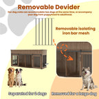 71" Double Dog Crate Furniture with Fluted Drawers – Large Wooden Dog