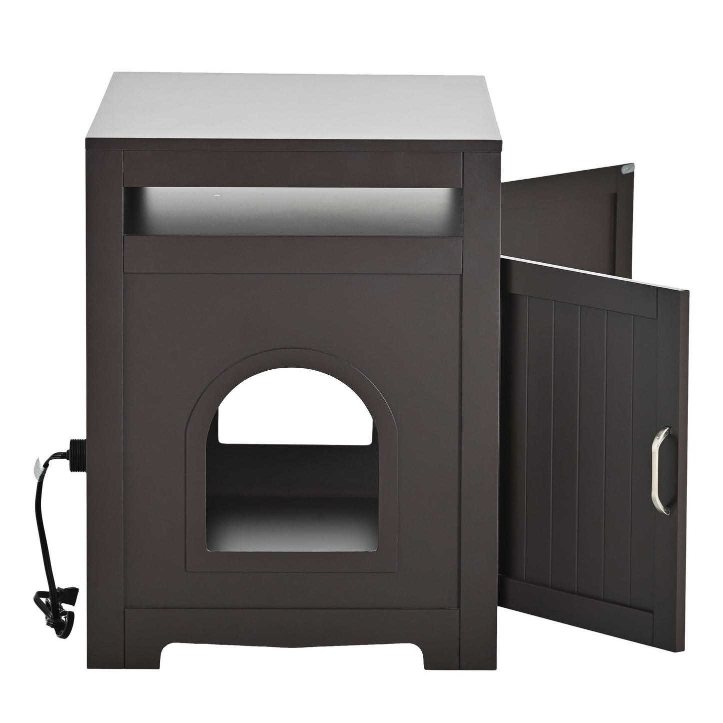 Hidden Cat Litter Box Furniture with Storage Bench , Wooden Pet House