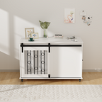 Modern Wooden Dog Crate Furniture with Sliding Barn Door – MDF Indoor