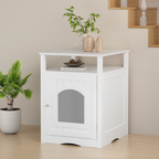Modern Cat Litter Box Enclosure Furniture – White Wooden Hidden Cat