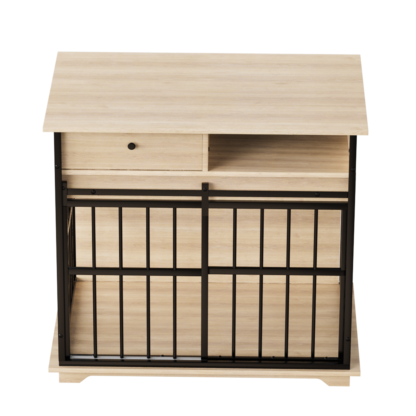 Modern Wooden Dog Crate Furniture with Tray, Large Indoor Pet Kennel
