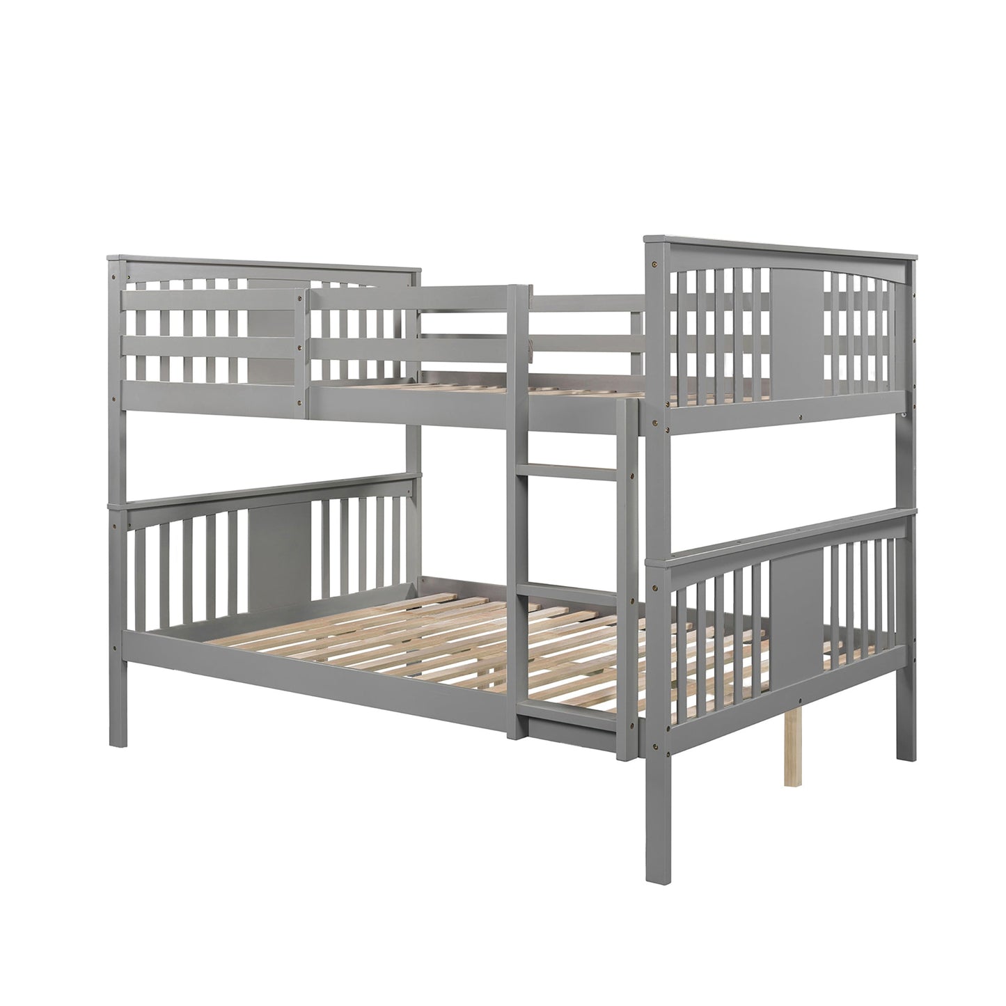 Full over Full Bunk Bed with Ladder for Bedroom, Guest Room Furniture
