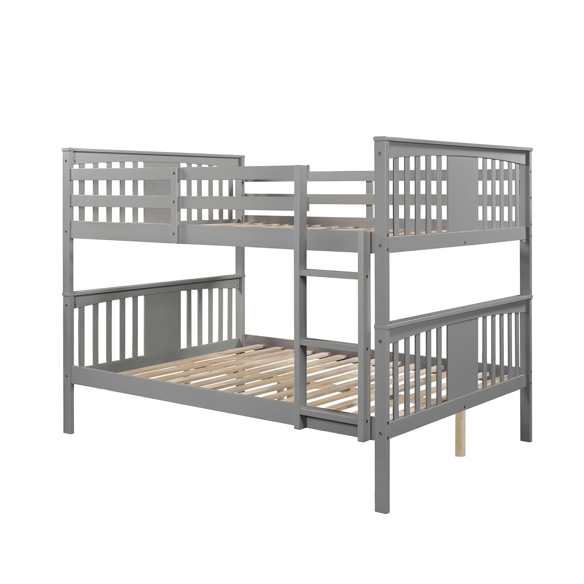 Full over Full Bunk Bed with Ladder for Bedroom, Guest Room Furniture