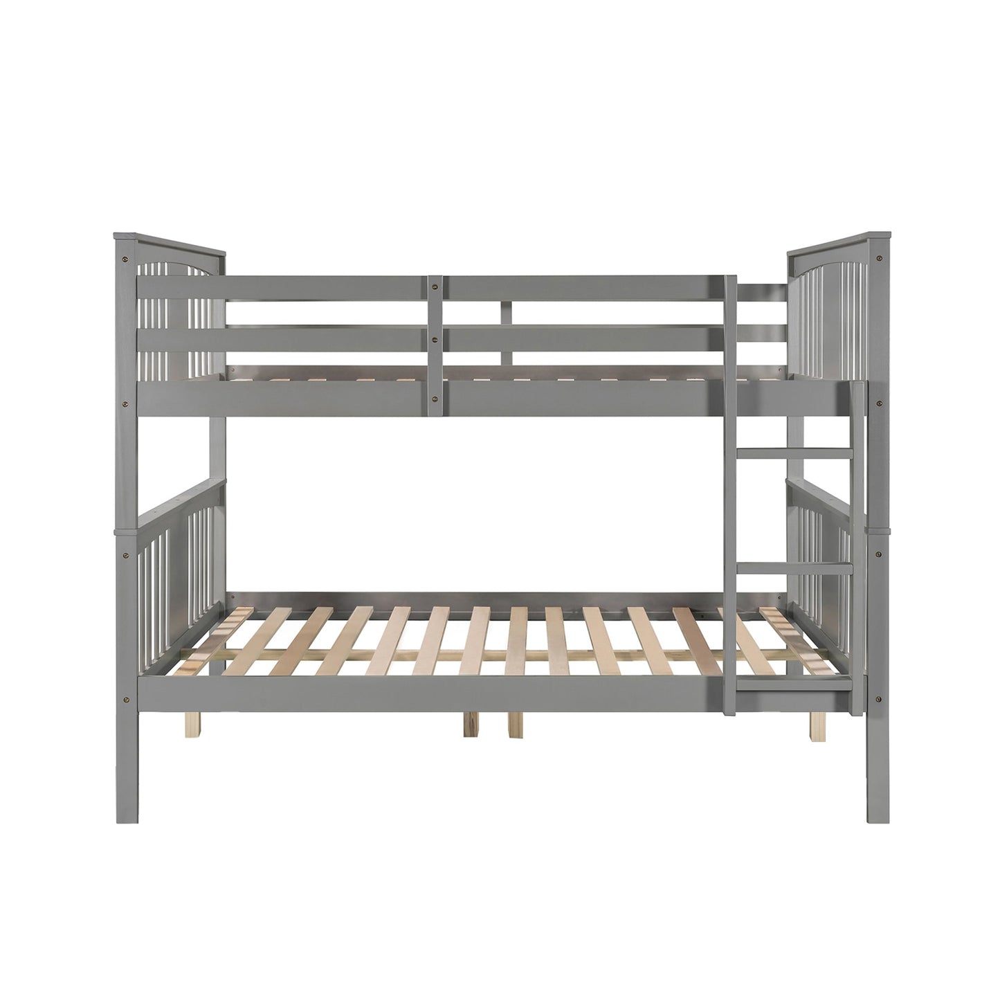 Full over Full Bunk Bed with Ladder for Bedroom, Guest Room Furniture