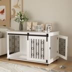 Modern Wooden Dog Crate Furniture with Sliding Barn Door – MDF Indoor