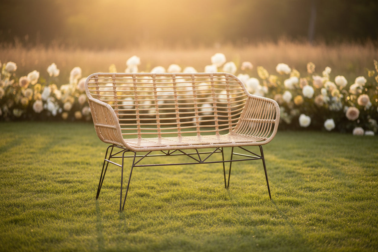 Garden sofa DKD Home Decor Metal synthetic rattan Rattan (116 x 55 x