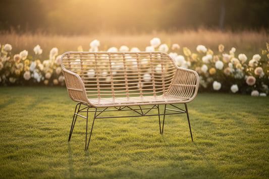 Garden sofa DKD Home Decor Metal synthetic rattan Rattan (116 x 55 x