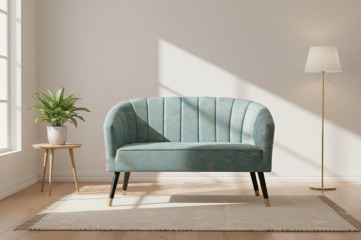Sofa DKD Home Decor Green Polyester Birch Golden Glam (124 x 73 x 80