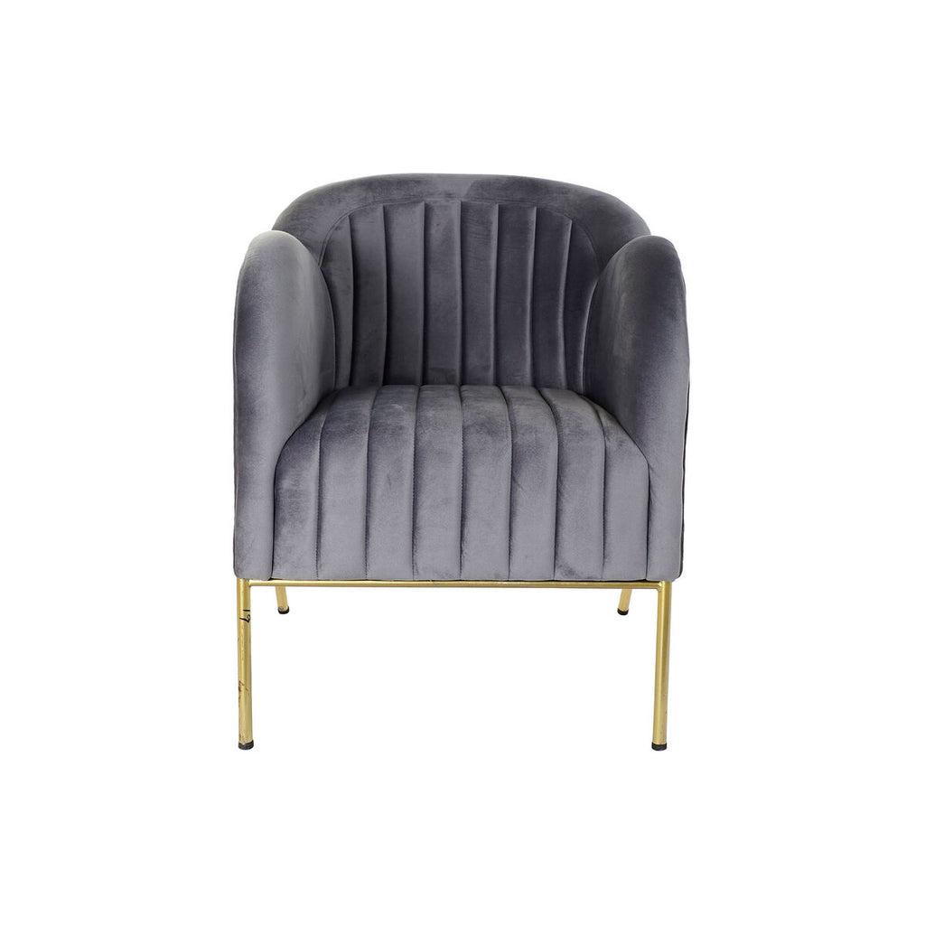 Armchair DKD Home Decor 8424001802135 Grey Golden Metal Polyester (70