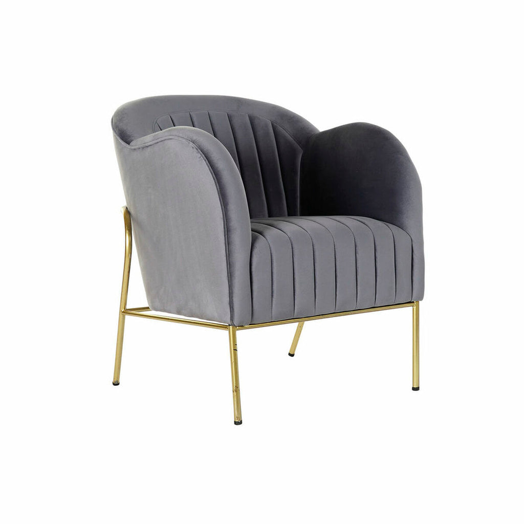 Armchair DKD Home Decor 8424001802135 Grey Golden Metal Polyester (70