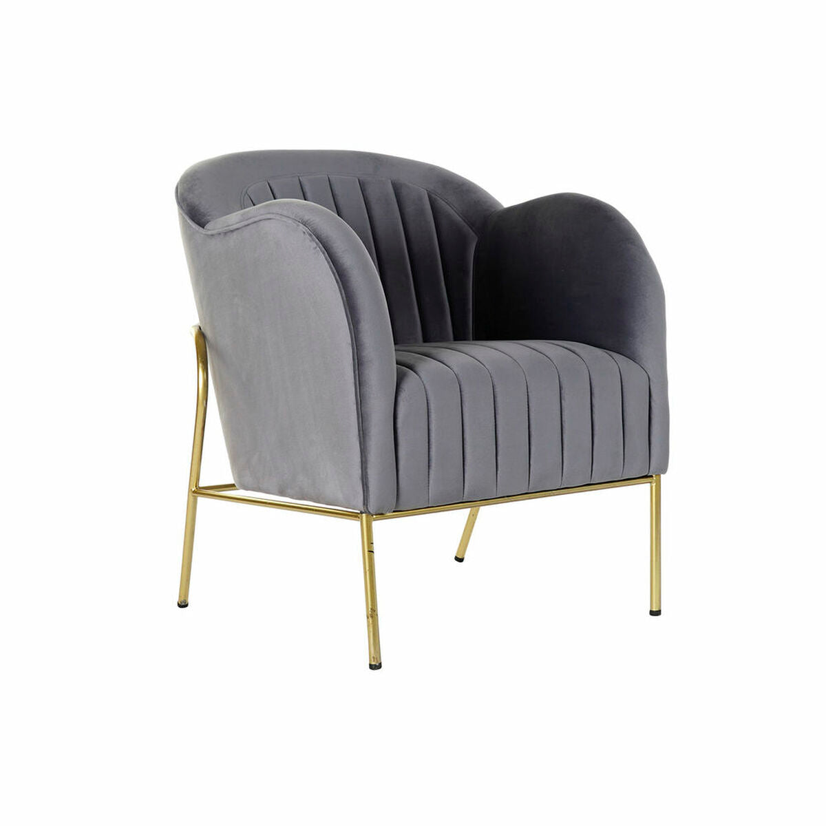Armchair DKD Home Decor 8424001802135 Grey Golden Metal Polyester (70