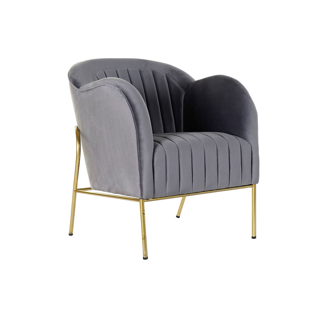 Armchair DKD Home Decor 8424001802135 Grey Golden Metal Polyester (70