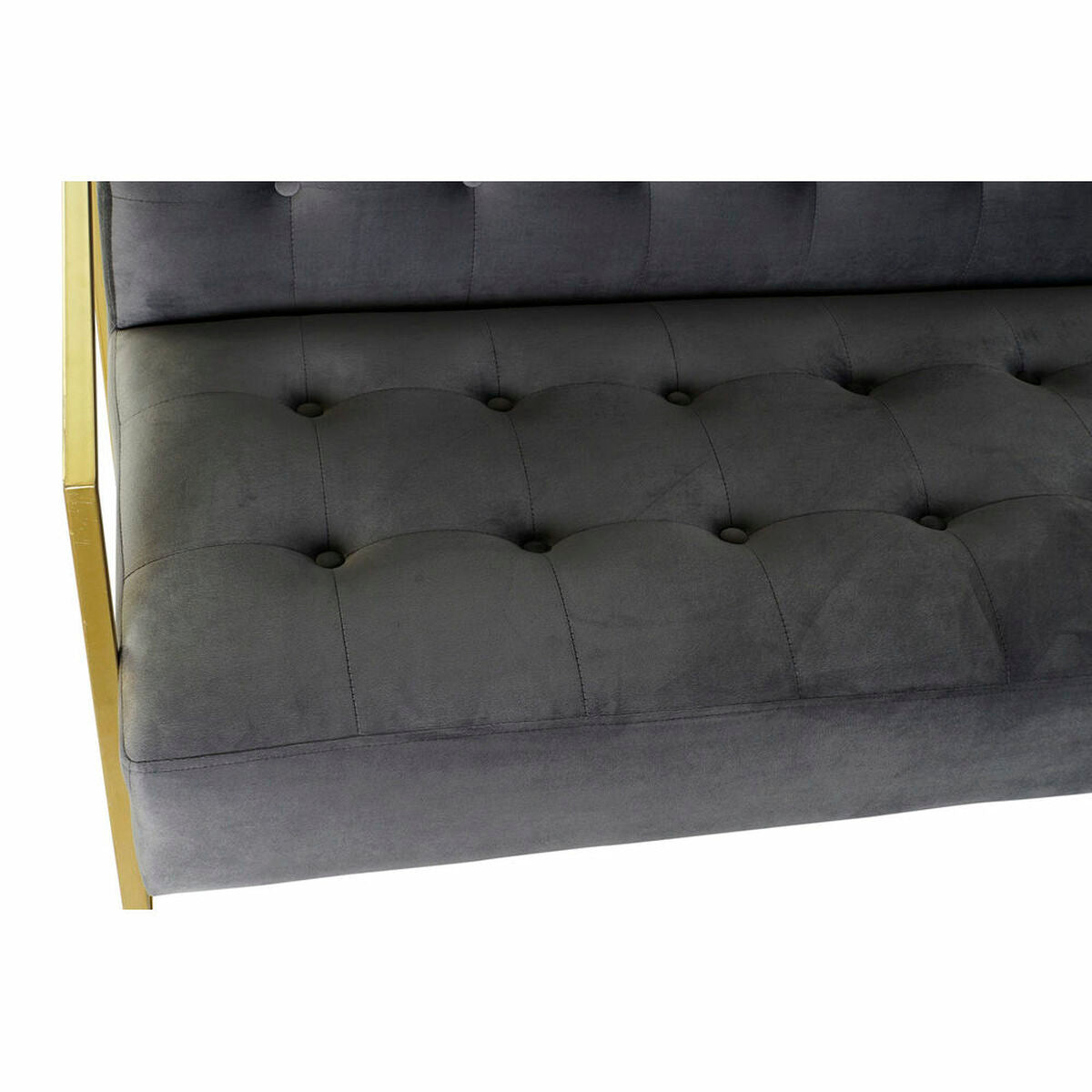 Sofa DKD Home Decor Grey Polyester Metal Golden Glam (128 x 70 x 76