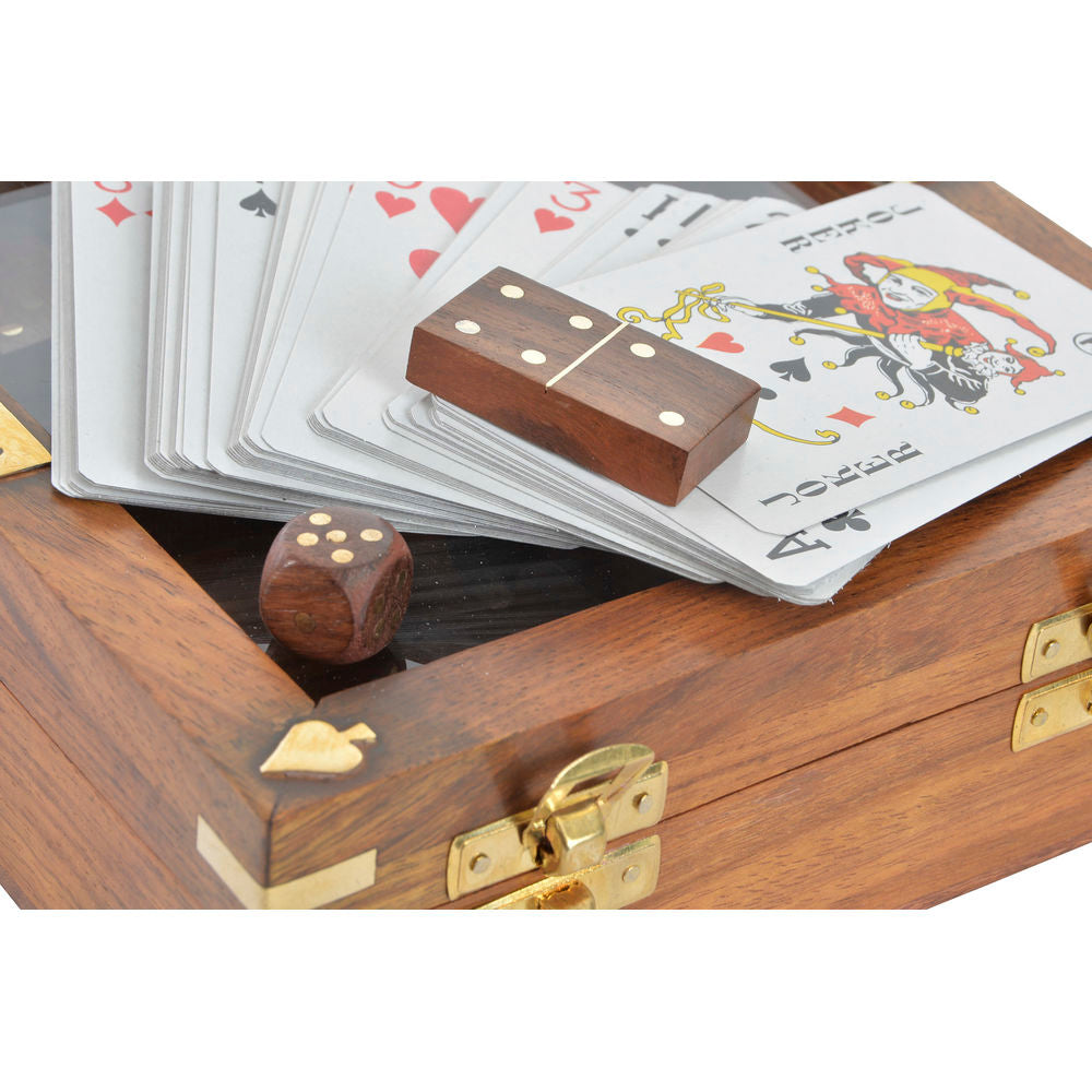 Board game DKD Home Decor Sheesham 17 x 17 x 5,5 cm Golden Brown 4