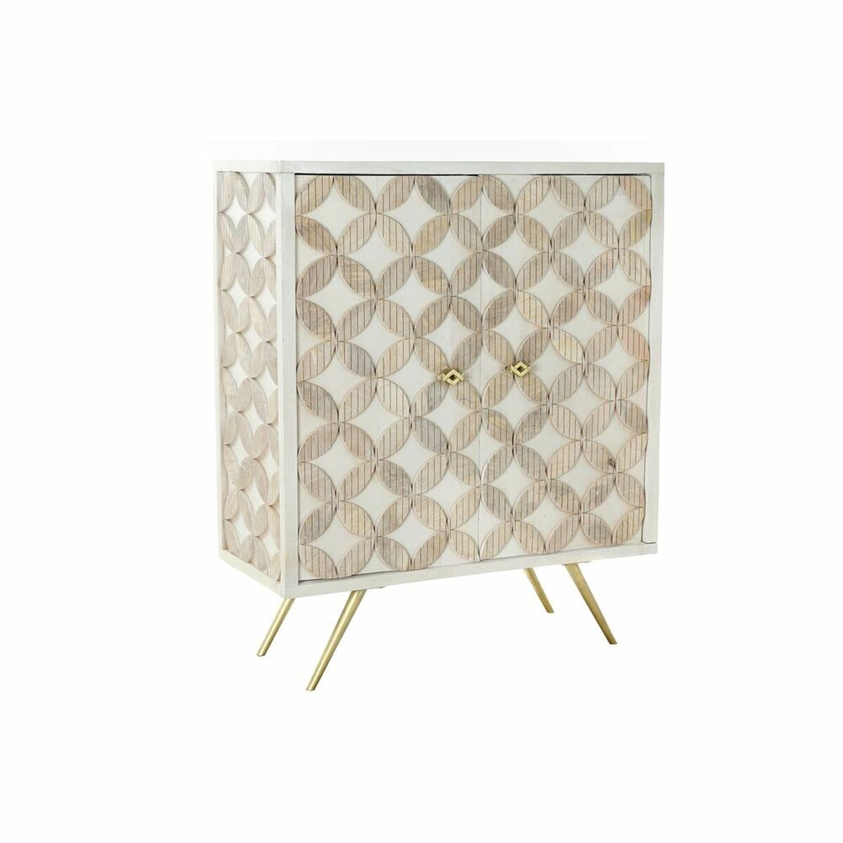 Sideboard DKD Home Decor White Golden Brass Mango wood (93 x 41 x