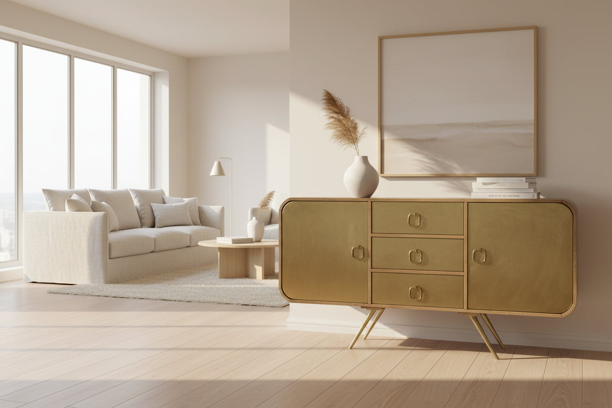 Sideboard DKD Home Decor Golden Wood Brass Mango wood 152 x 40 x 78 cm